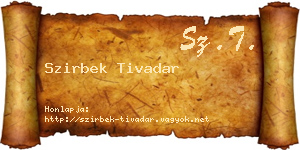 Szirbek Tivadar névjegykártya
