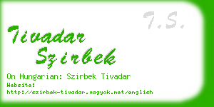 tivadar szirbek business card